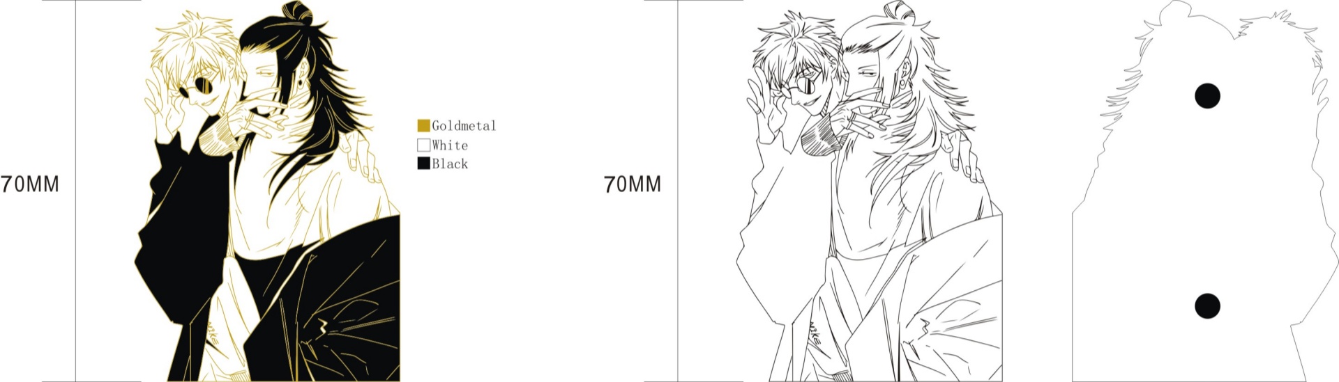 Custom Cutout Jujutsu Kaisen Two Anime Character Soft Enamel Lapel Pin Design Drawing