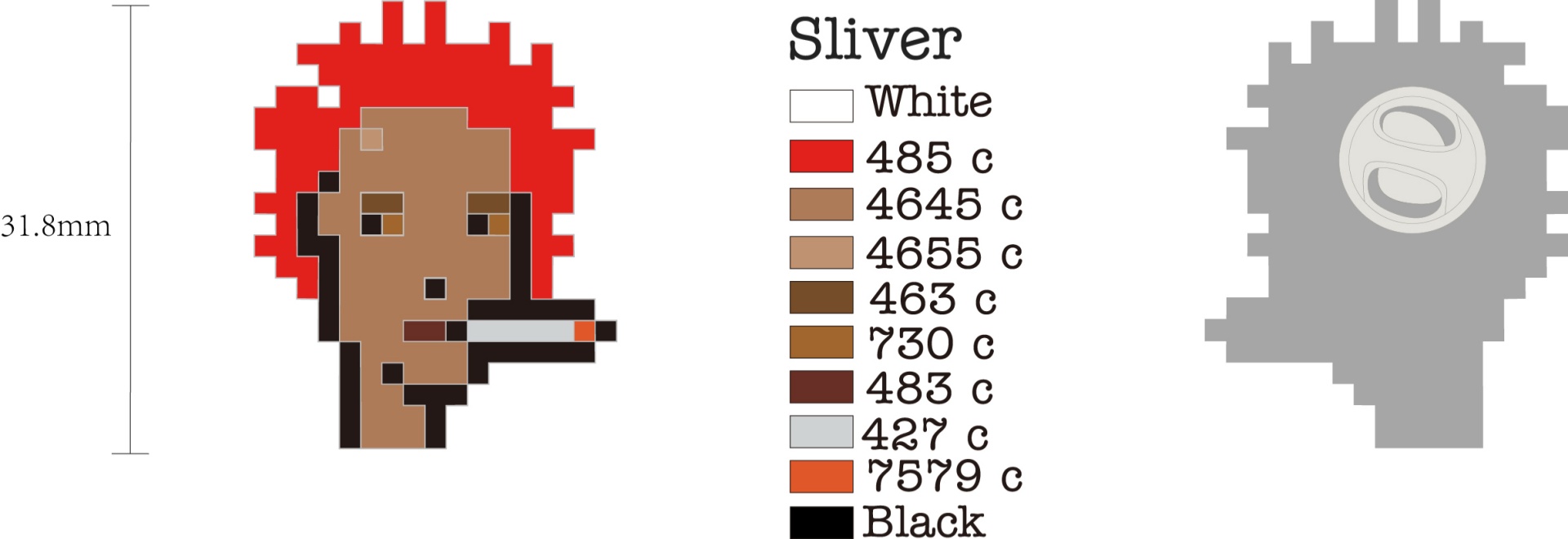 Custom Pixel Cutout Afro Haired Man With Cigar Portrait Soft Enamel Lapel Pin Design Drawing
