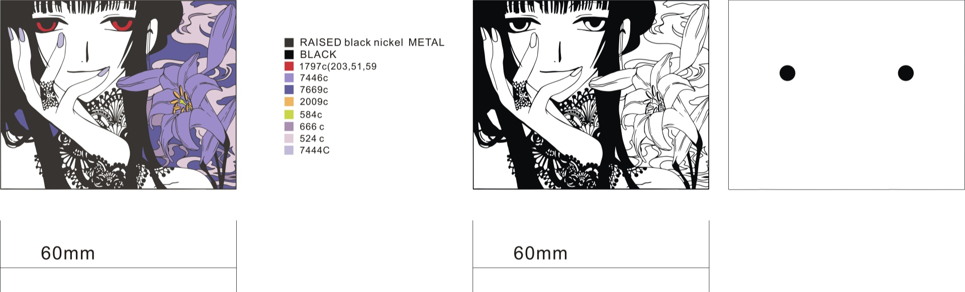 Custom Rectangle Lily Anime Girl Portrait Soft Enamel Lapel Pin Design Drawing