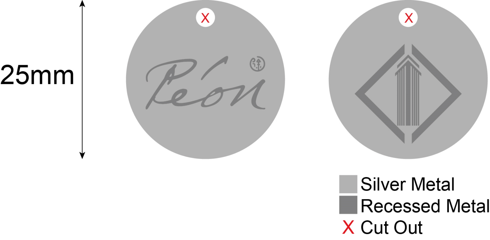 Custom Round Metal Peon Signature Badge Lapel Pin Design Drawing