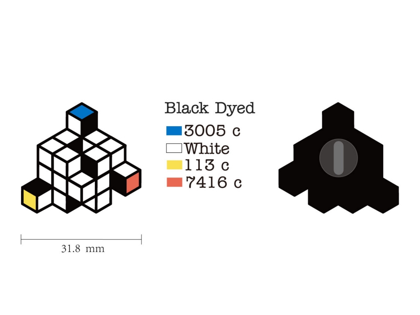 3D Rubiks Cube Dyed Metal Pins Color Design Artwork