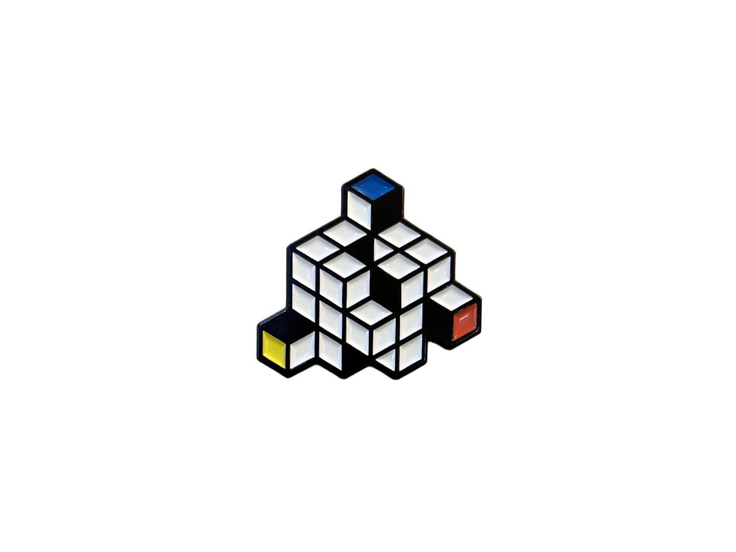 3D Rubiks Cube Dyed Metal Pins Final Product